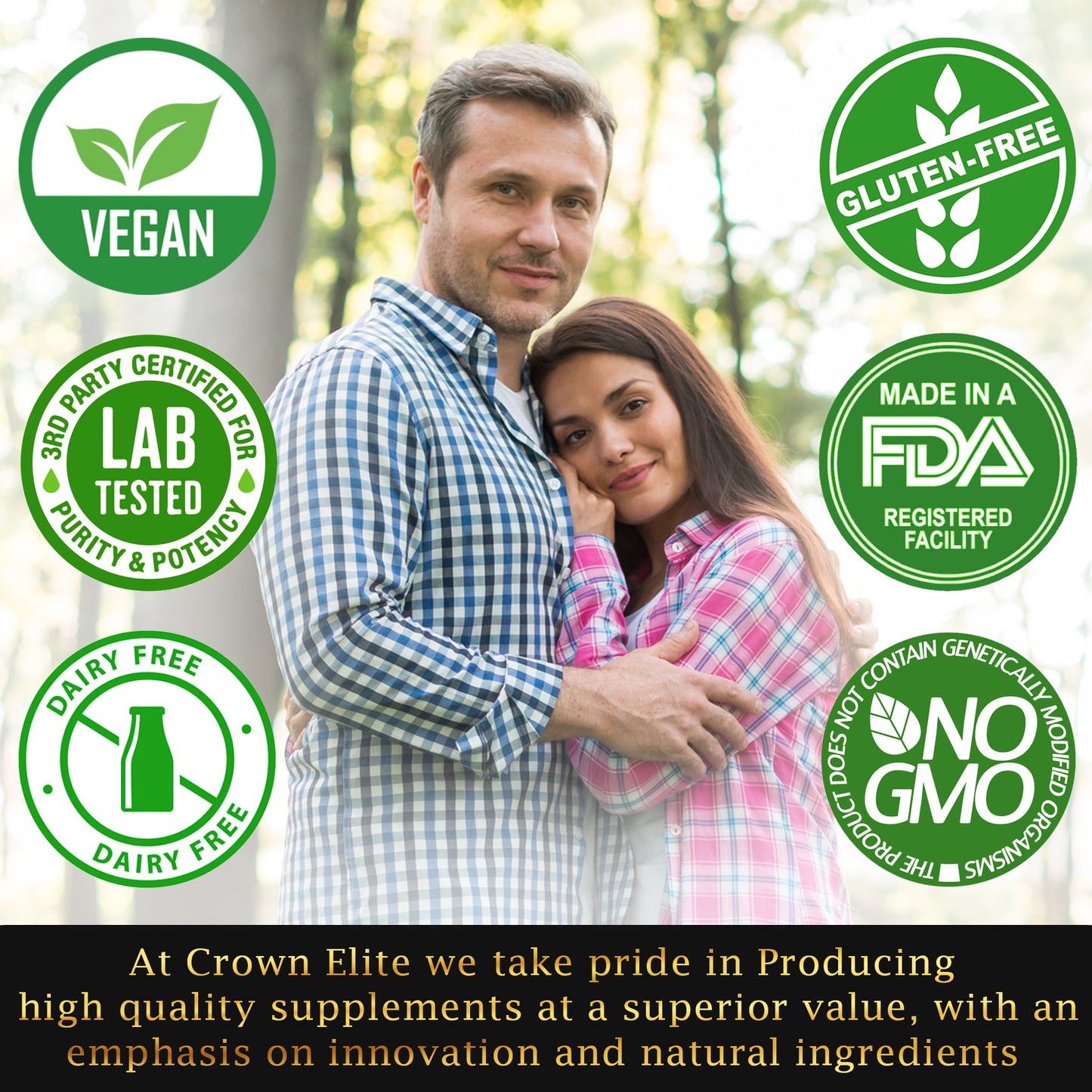 Crown Elite Premium Vitamin D3 & K2 Supplement, 2 in 1 Complex, Supports Heart, & Immune System | 5000 IU of D3 & 100 mcg of K2 | Non-GMO, Organic Vegan Capsules